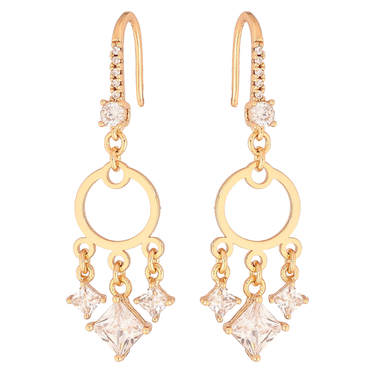 Сережки Xuping колір позолота 18K французький замок підвіски з кристалами фото №7 Сережки Xuping колір позолота 18K французький замок підвіски з кристалами фото №7