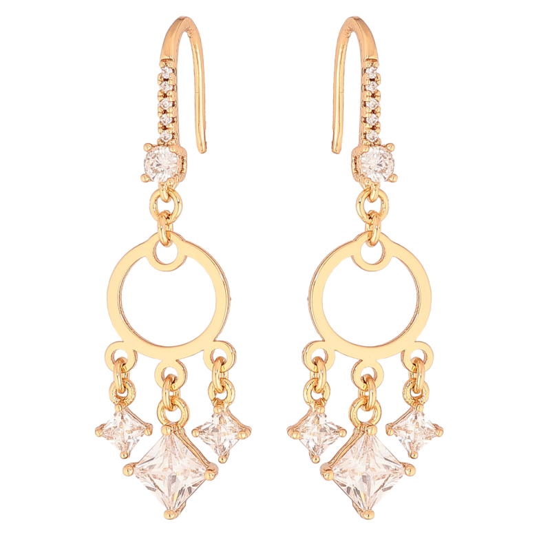 Сережки Xuping колір позолота 18K французький замок підвіски з кристалами фото №1