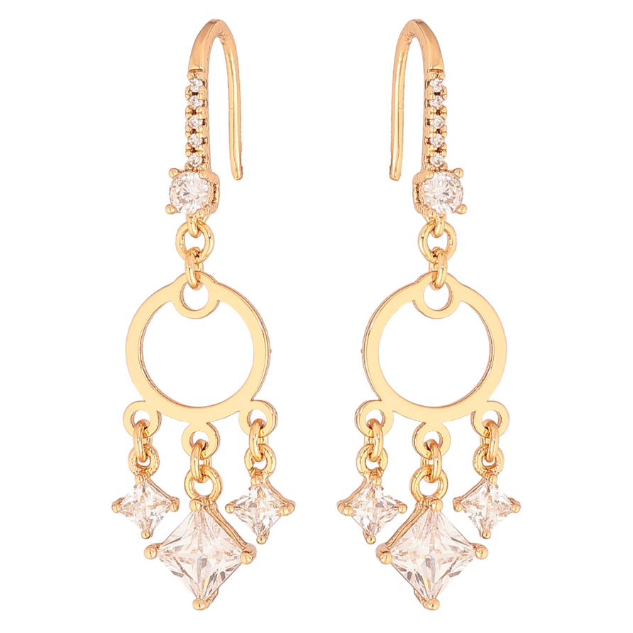 Сережки Xuping колір позолота 18K французький замок підвіски з кристалами фото №1