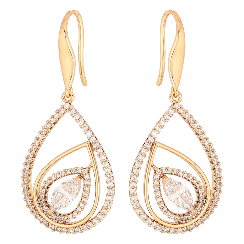 Серьги Xuping цвет позолота 18K французский замок каплевидные подвески с кристаллами фото №8