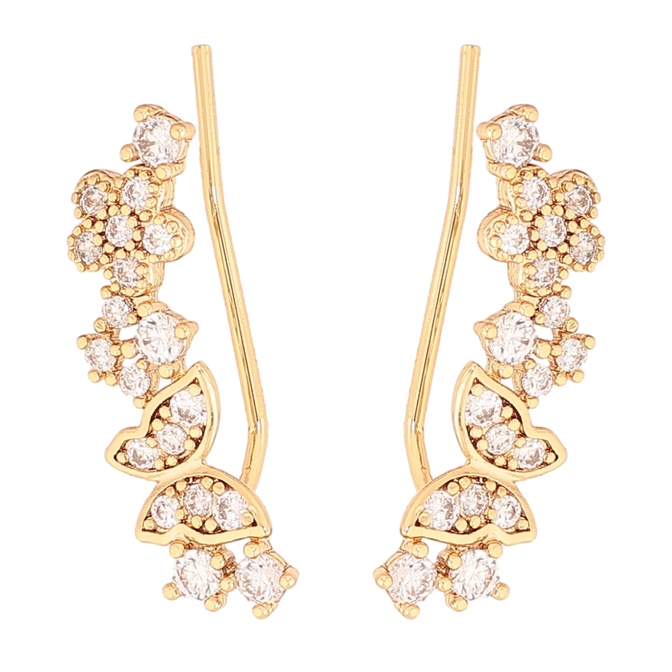 Сережки Xuping колір позолота 18K клаймбери візерунок з метеликів і квіточок з кристалами фото №23 Сережки Xuping колір позолота 18K клаймбери візерунок з метеликів і квіточок з кристалами фото №23