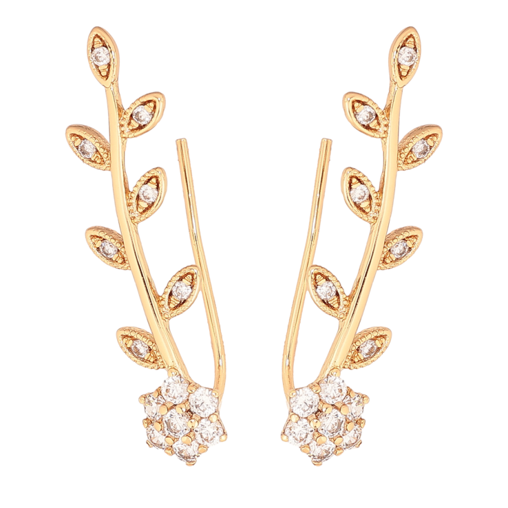 Сережки Xuping колір позолота 18K клаймбери гілочки з кристальними квіточками фото №22 Сережки Xuping колір позолота 18K клаймбери гілочки з кристальними квіточками фото №22