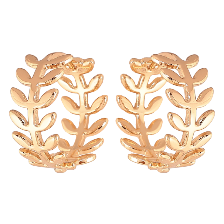 Серьги Xuping цвет позолота 18К колечки веточки фото №3