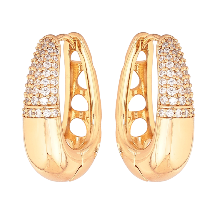 Серьги Xuping цвет позолота 18К колечки инкрустация кристаллами фото №16