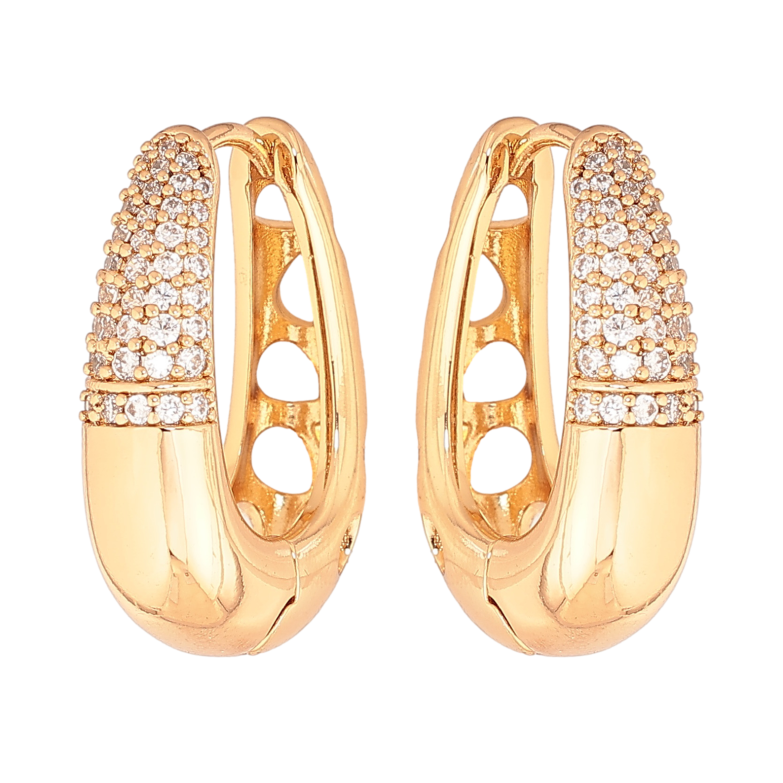 Серьги Xuping цвет позолота 18К колечки инкрустация кристаллами фото №1