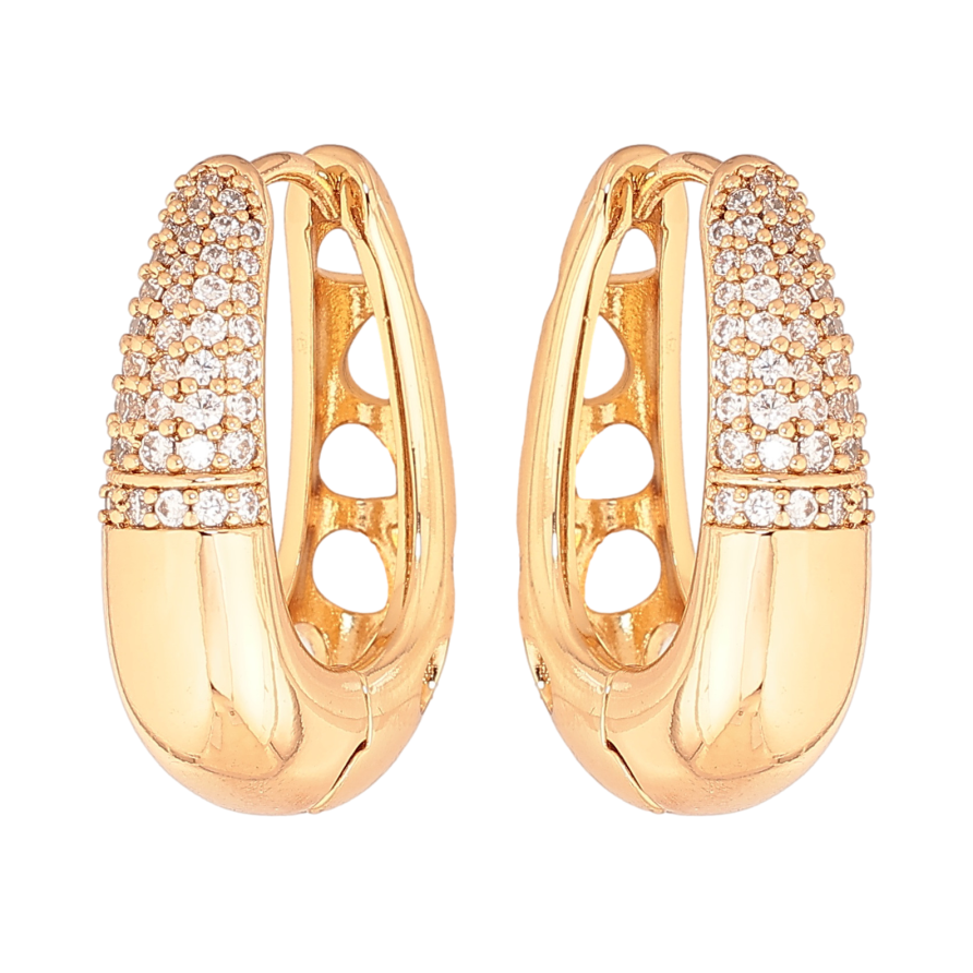 Серьги Xuping цвет позолота 18К колечки инкрустация кристаллами фото №1