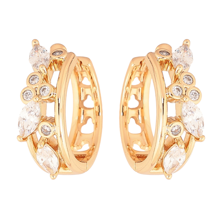 Серьги Xuping цвет позолота 18К колечки декоративный узор с кристаллами фото №20