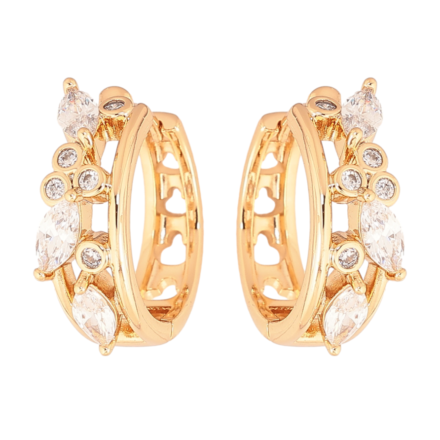 Серьги Xuping цвет позолота 18К колечки декоративный узор с кристаллами фото №1