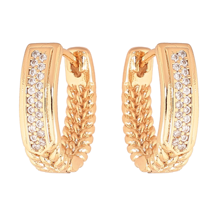 Серьги Xuping цвет позолота 18К колечки декоративный узор с кристаллами фото №12