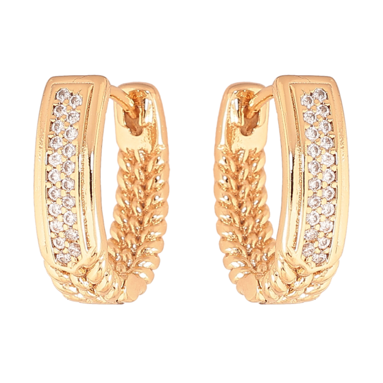 Серьги Xuping цвет позолота 18К колечки декоративный узор с кристаллами фото №1
