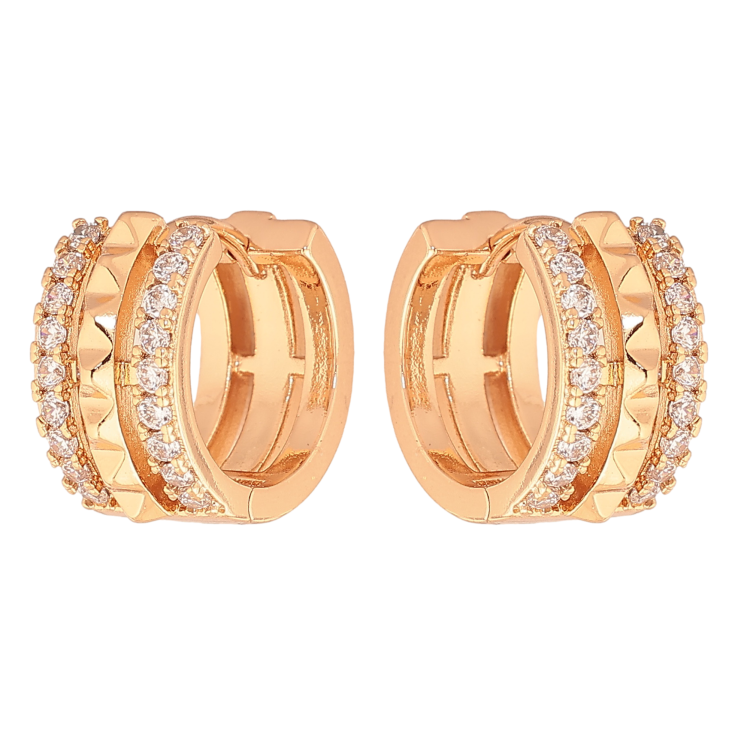 Серьги Xuping цвет позолота 18К колечки декоративный узор с кристаллами фото №18