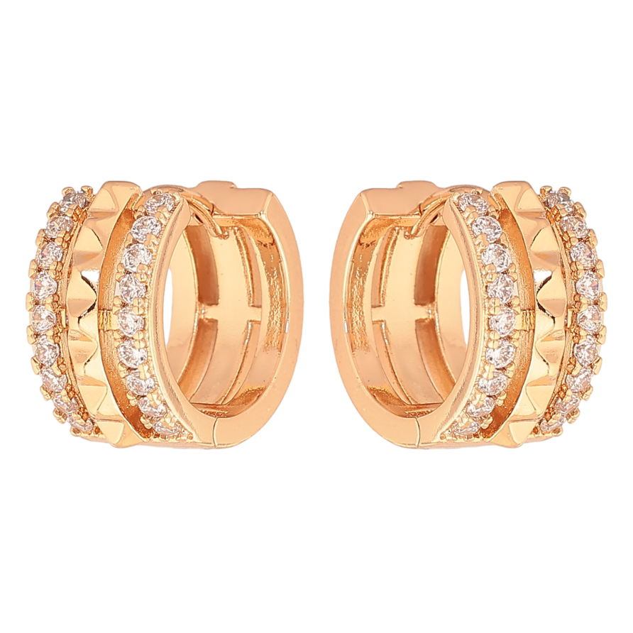 Сережки Xuping колір позолота 18К колечка декоративний візерунок з кристалами фото №1