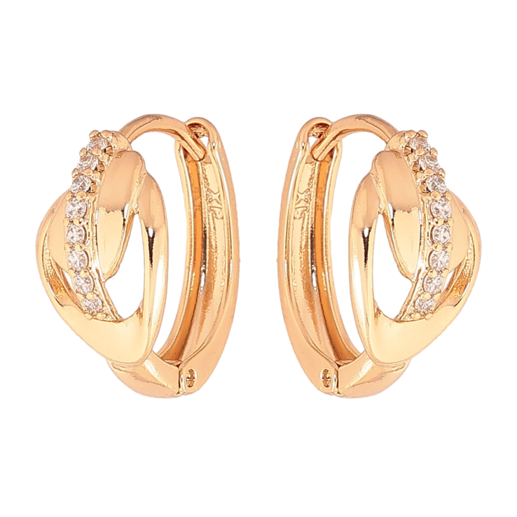 Серьги Xuping цвет позолота 18К колечки декоративный узор с кристаллами фото №17