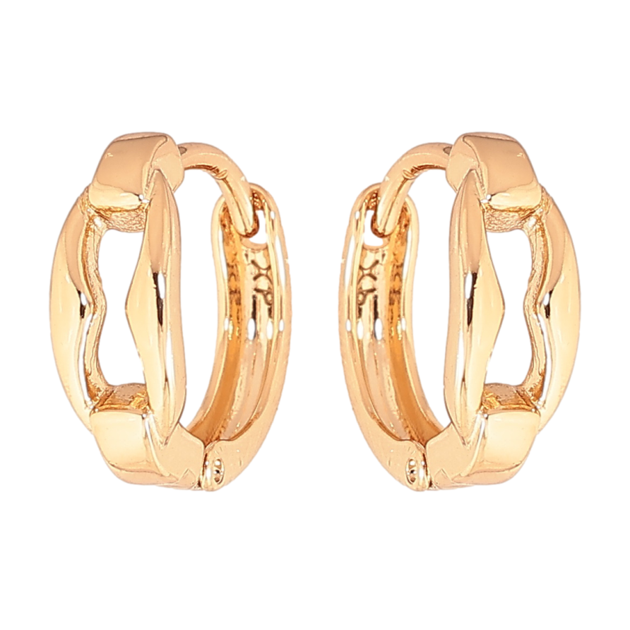 Сережки Xuping колір позолота 18К колечка декоративний візерунок  фото №1