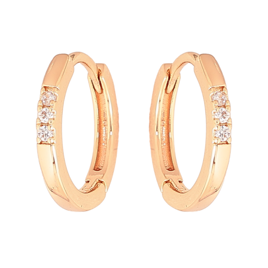 Сережки Xuping колір позолота 18К колечка декоративний візерунок з кристалами фото №1