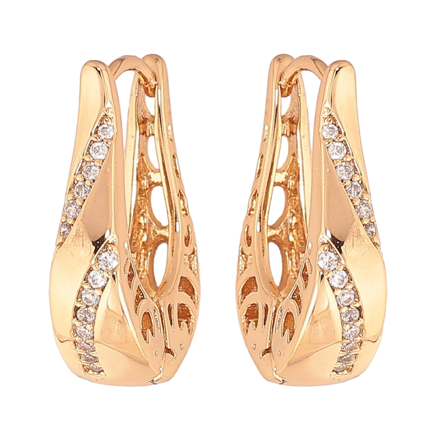 Серьги Xuping цвет позолота 18К колечки узор с кристаллами фото №1