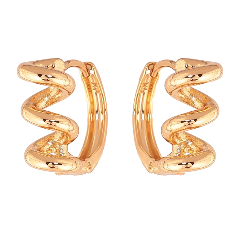 Серьги Xuping цвет позолота 18К колечки пружинки фото №1