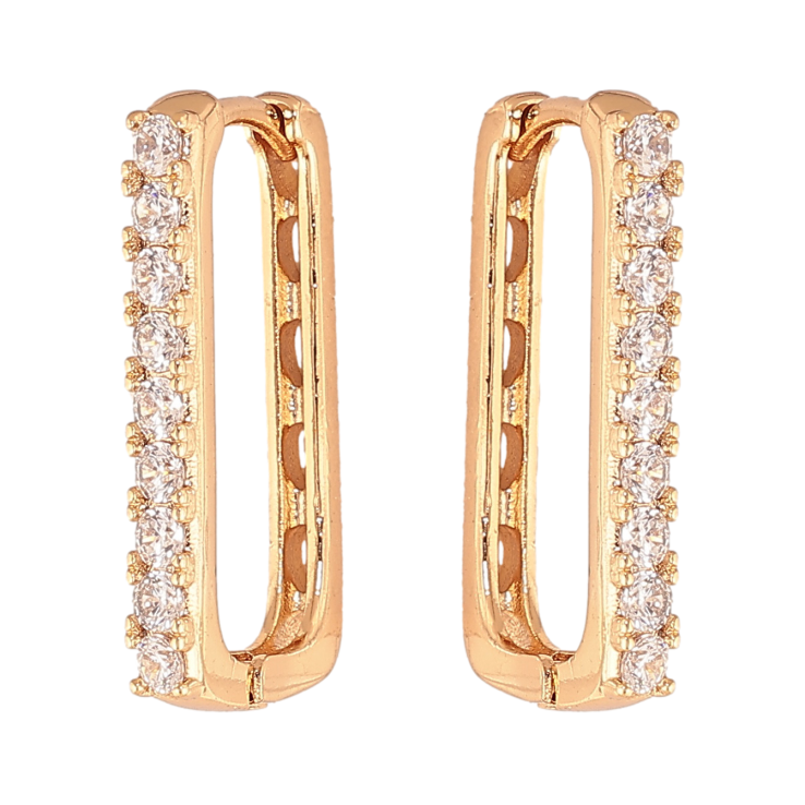 Серьги Xuping цвет позолота 18К колечки дорожки кристаллов фото №20