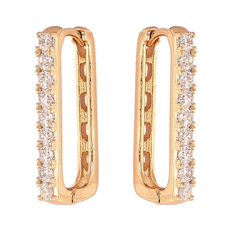 Сережки Xuping колір позолота 18К колечка доріжки кристаллів фото №1