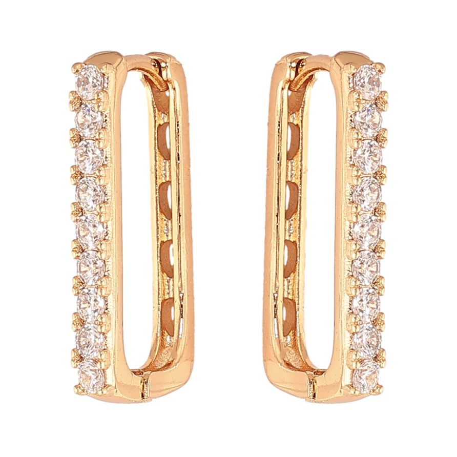 Серьги Xuping цвет позолота 18К колечки дорожки кристаллов фото №1