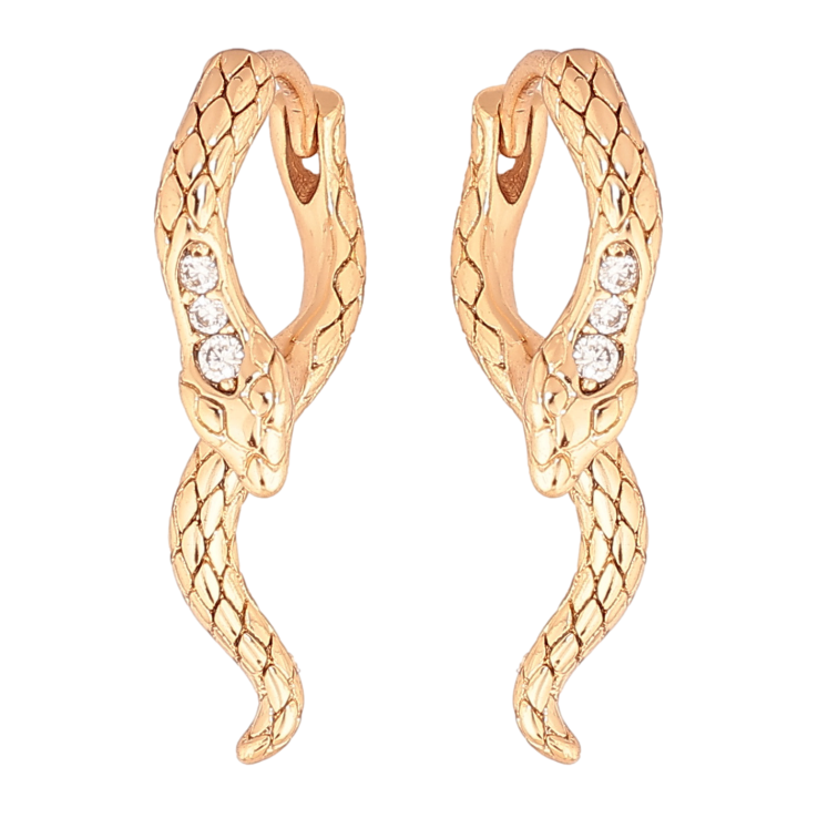 Серьги Xuping цвет позолота 18К колечки змейки фото №5
