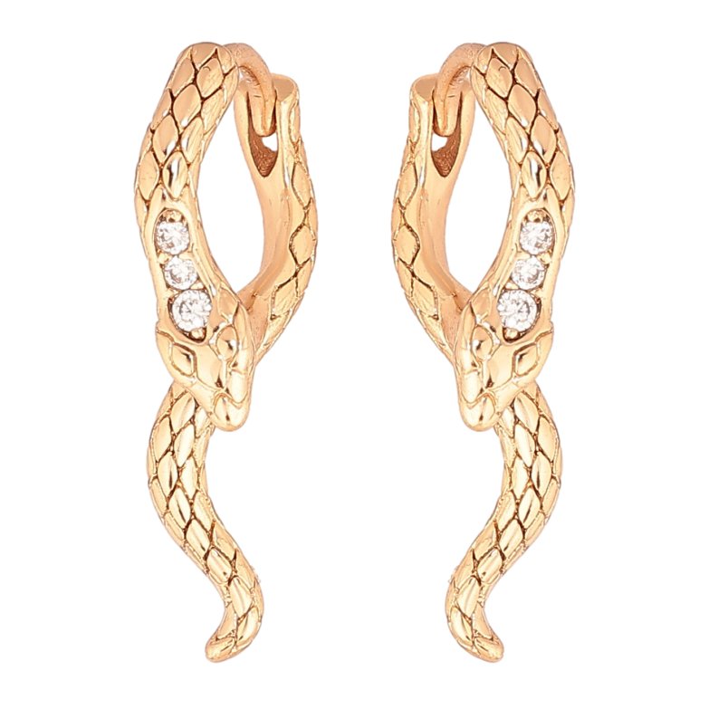 Серьги Xuping цвет позолота 18К колечки змейки фото №2