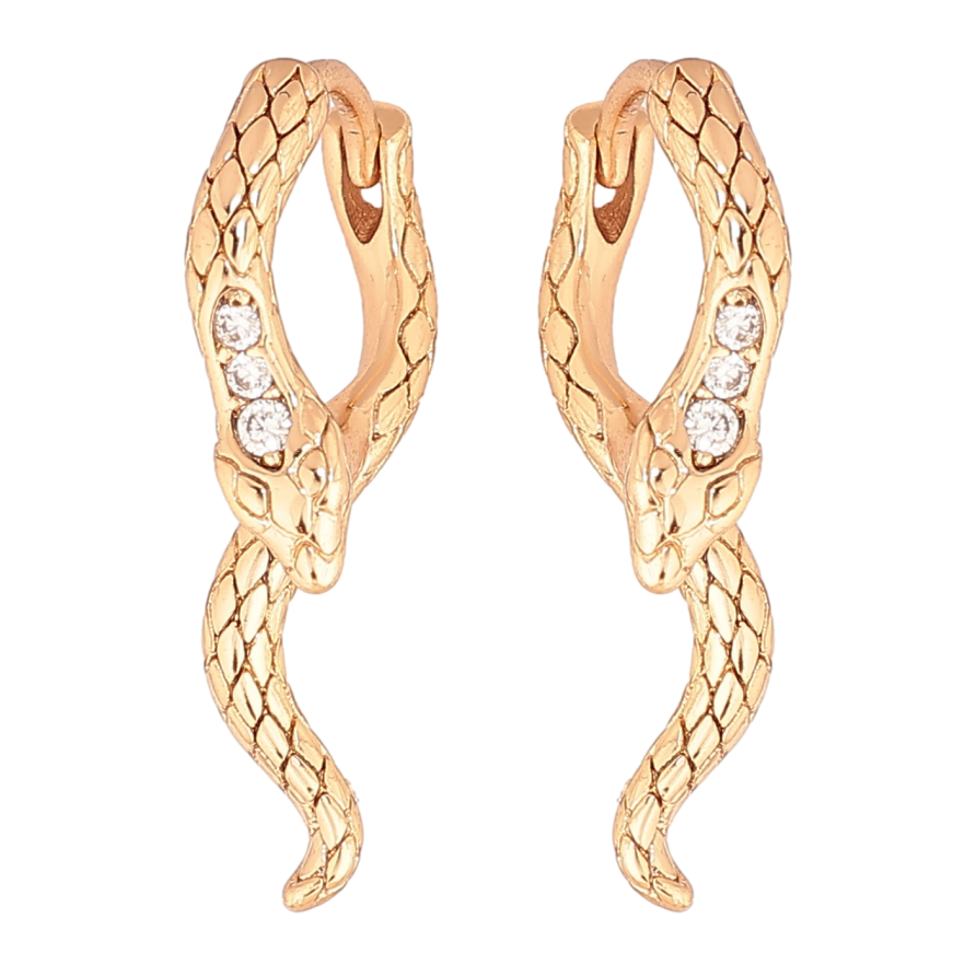 Серьги Xuping цвет позолота 18К колечки змейки фото №1