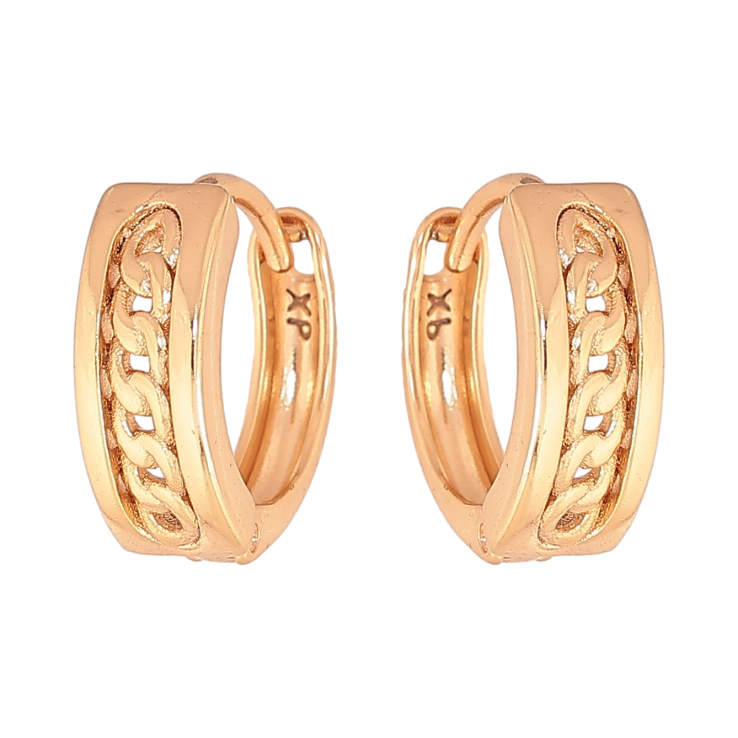 Серьги Xuping цвет позолота 18К колечки узор цепочка фото №12