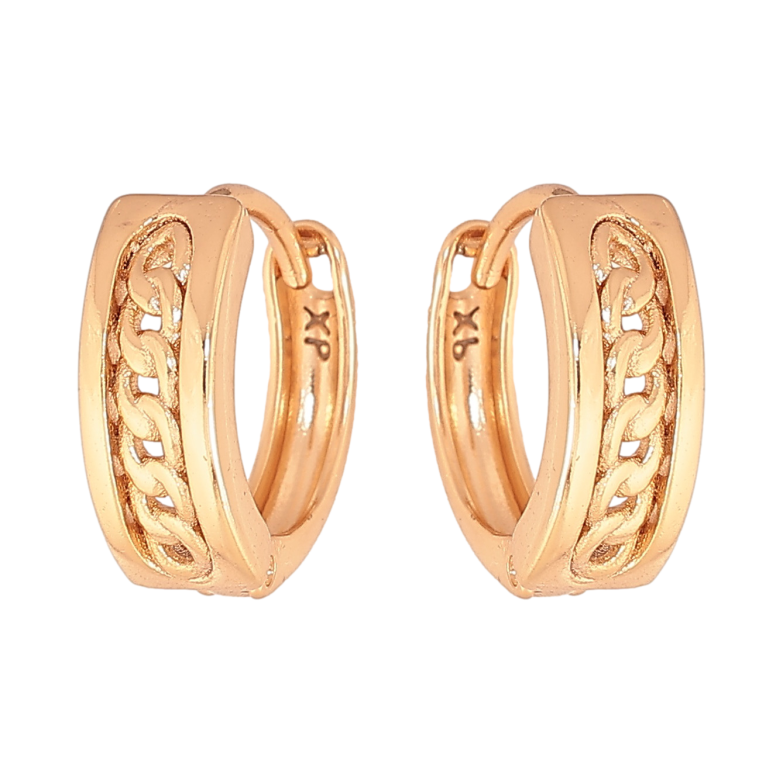 Сережки Xuping колір позолота 18К колечка візерунок ланцюжок фото №1