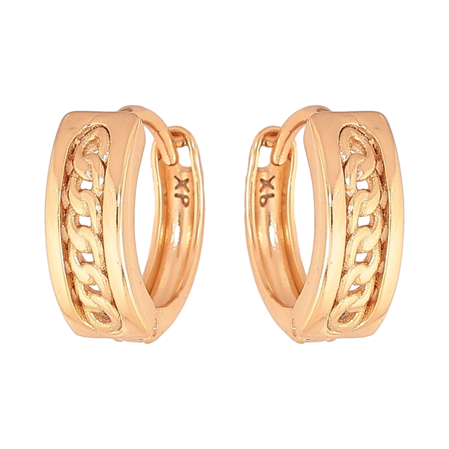 Серьги Xuping цвет позолота 18К колечки узор цепочка фото №1