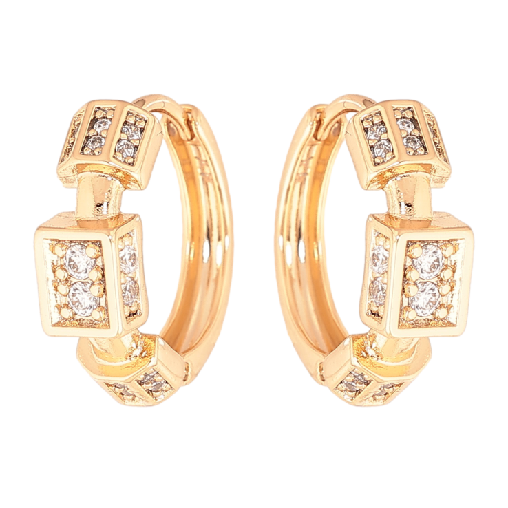 Серьги Xuping цвет позолота 18К колечки узор с кристаллами фото №24