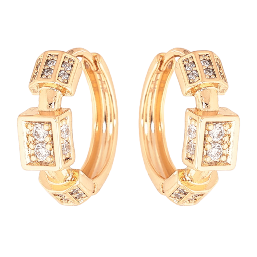 Серьги Xuping цвет позолота 18К колечки узор с кристаллами фото №1