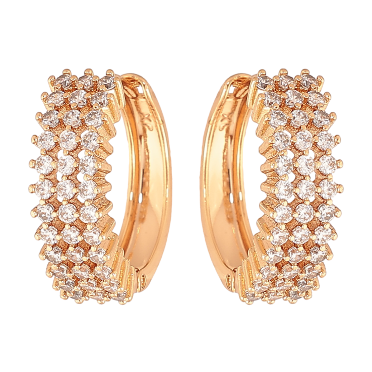 Серьги Xuping цвет позолота 18К колечки инкрустация кристаллами фото №7