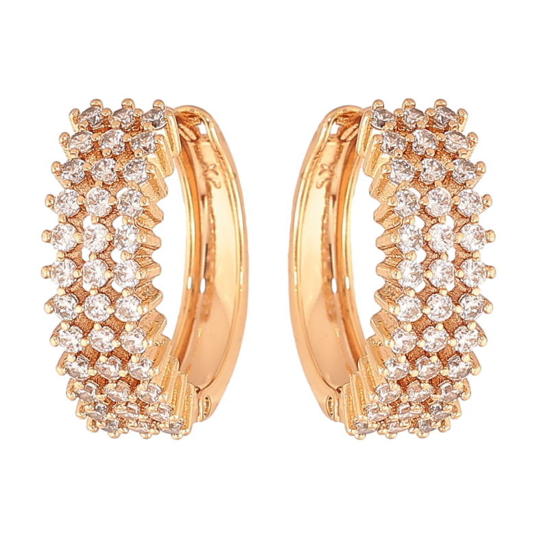 Серьги Xuping цвет позолота 18К колечки инкрустация кристаллами фото №1