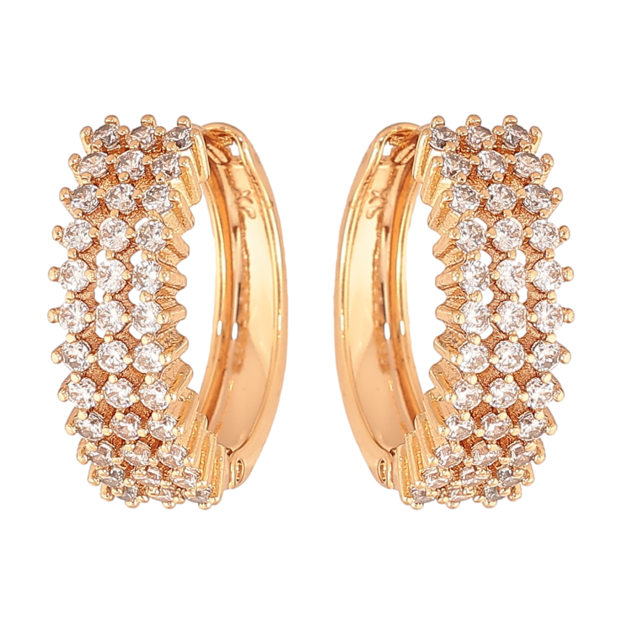 Серьги Xuping цвет позолота 18К колечки инкрустация кристаллами фото №1