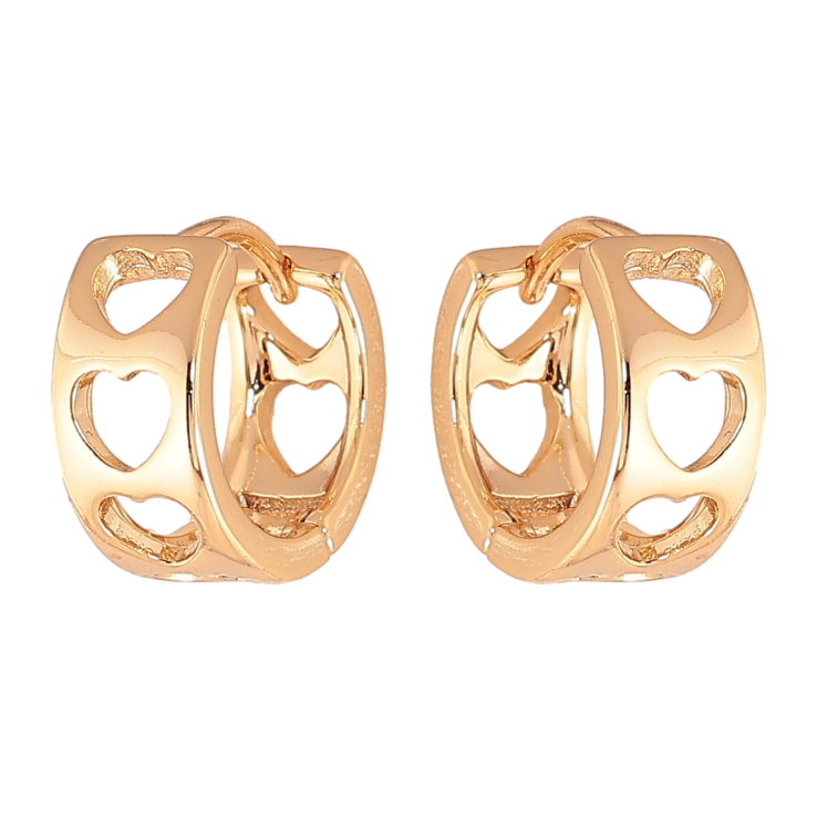 Серьги Xuping цвет позолота 18К колечки узор сердечки фото №25