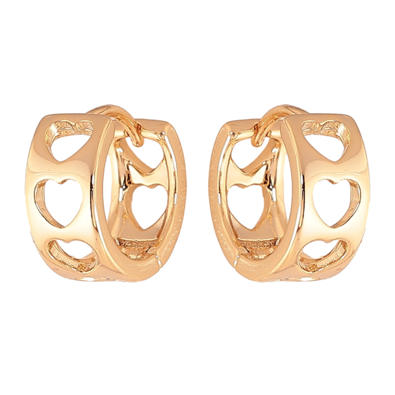 Серьги Xuping цвет позолота 18К колечки узор сердечки фото №1