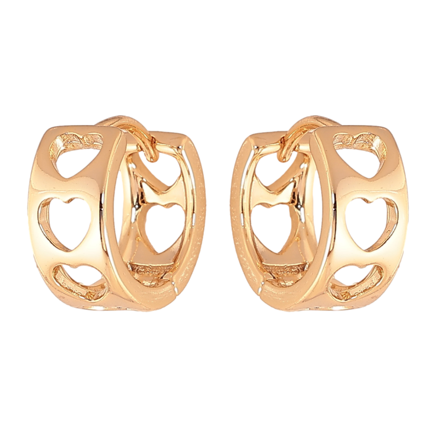 Сережки Xuping колір позолота 18К колечка візерунок сердечка фото №1