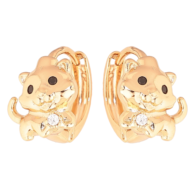 Серьги Xuping цвет позолота 18К колечки котята с вставками кристаллов фото №9