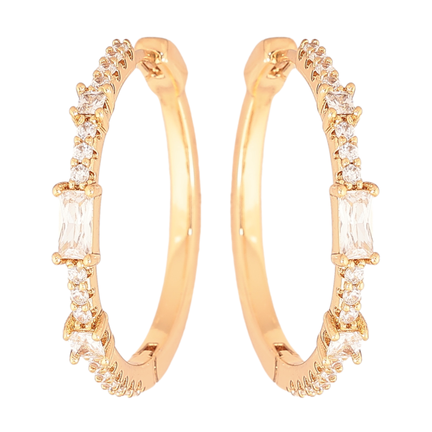 Сережки Xuping колір позолота 18К колечка доріжки кристалів фото №1