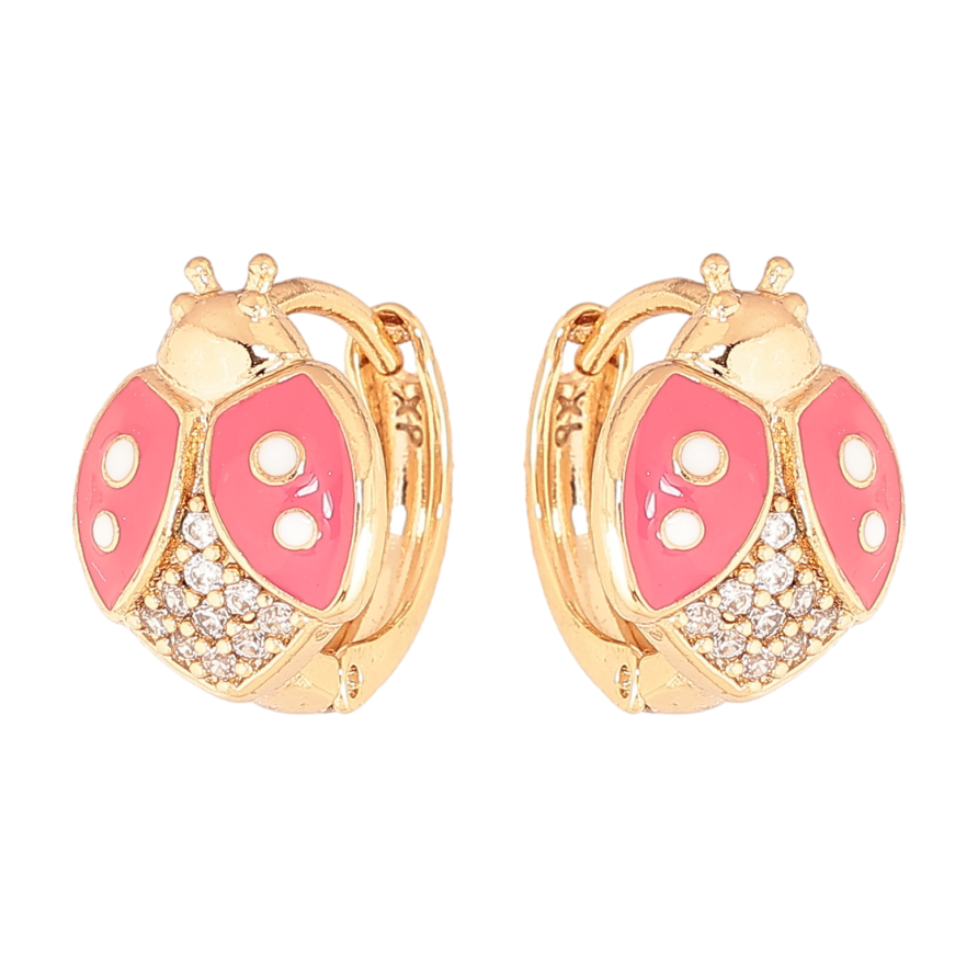 Сережки Xuping колір позолота 18К колечка сонечка з рожевою емаллю і кристалами фото №1 Сережки Xuping колір позолота 18К колечка сонечка з рожевою емаллю і кристалами фото №1