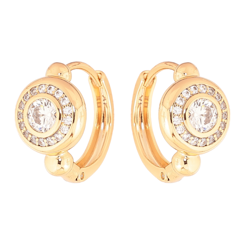 Серьги Xuping цвет позолота 18К колечки узор с кристаллами фото №1