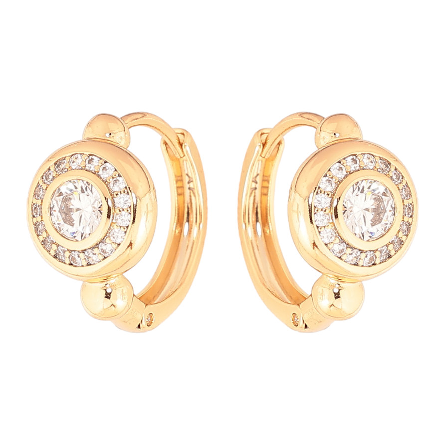 Сережки Xuping колір позолота 18К колечка візерунок з кристалами фото №1