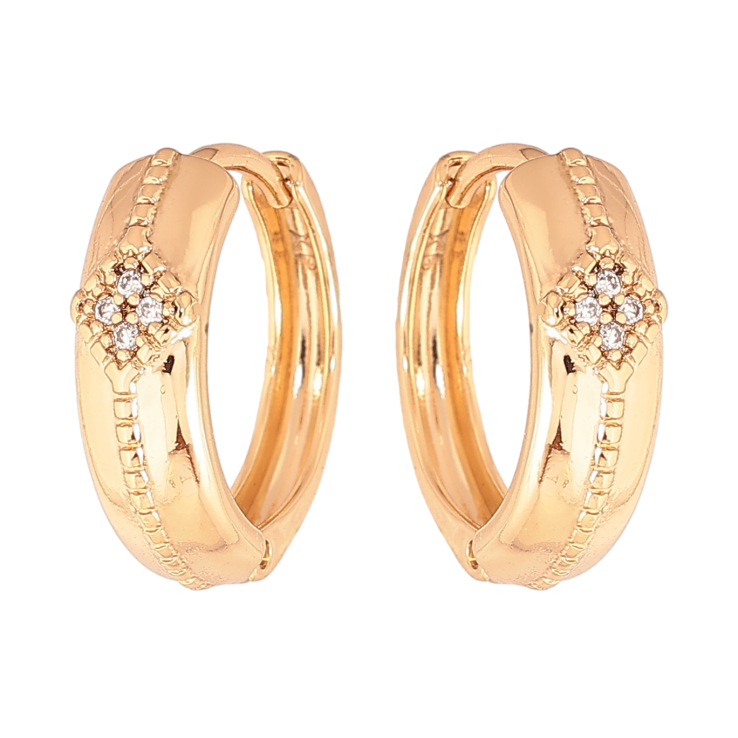 Серьги Xuping цвет позолота 18К колечки узор с кристаллами фото №22