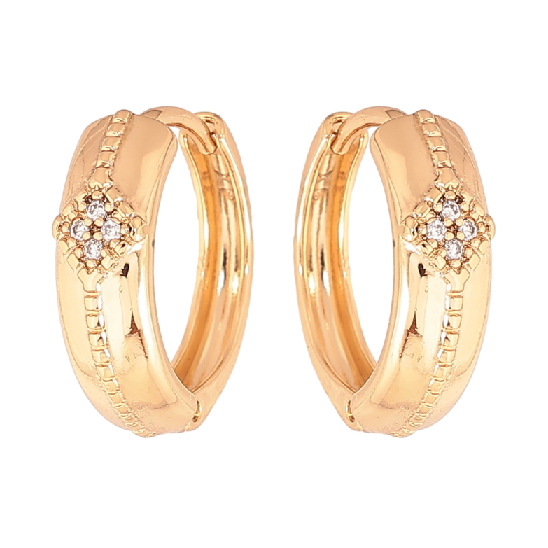 Серьги Xuping цвет позолота 18К колечки узор с кристаллами фото №1