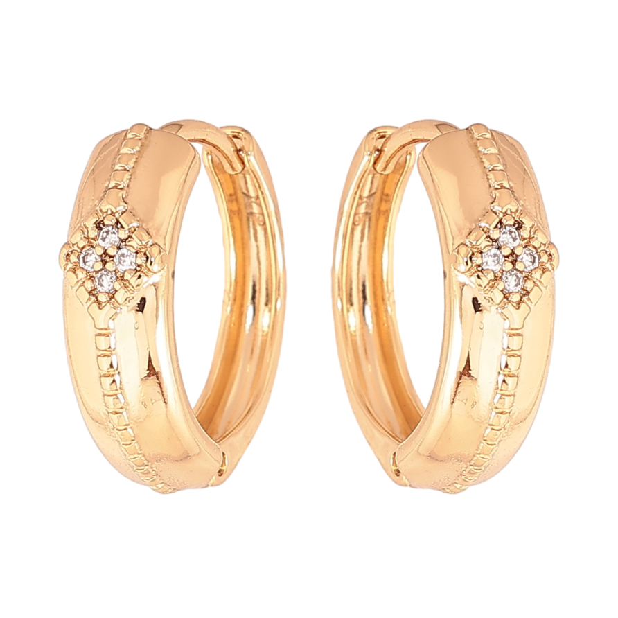 Серьги Xuping цвет позолота 18К колечки узор с кристаллами фото №1