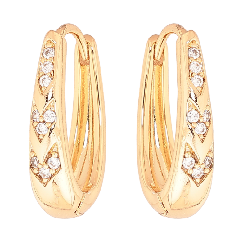 Сережки Xuping колір позолота 18К колечка візерунок з кристалами фото №2