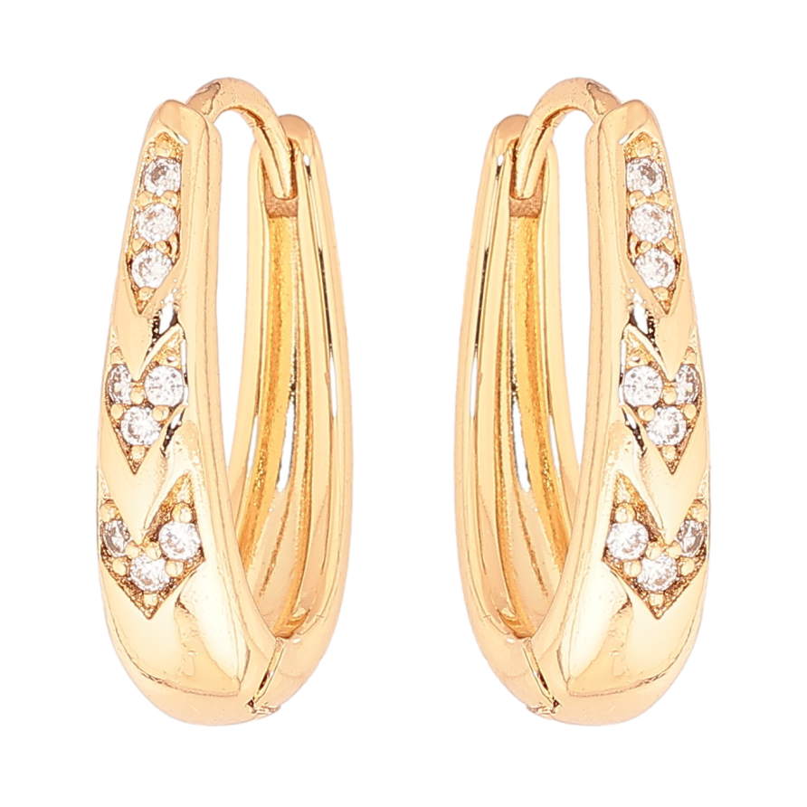 Серьги Xuping цвет позолота 18К колечки узор с кристаллами фото №1