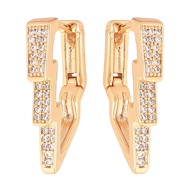 Серьги Xuping цвет позолота 18К колечки узор молния с инкрустацией кристаллами фото №19