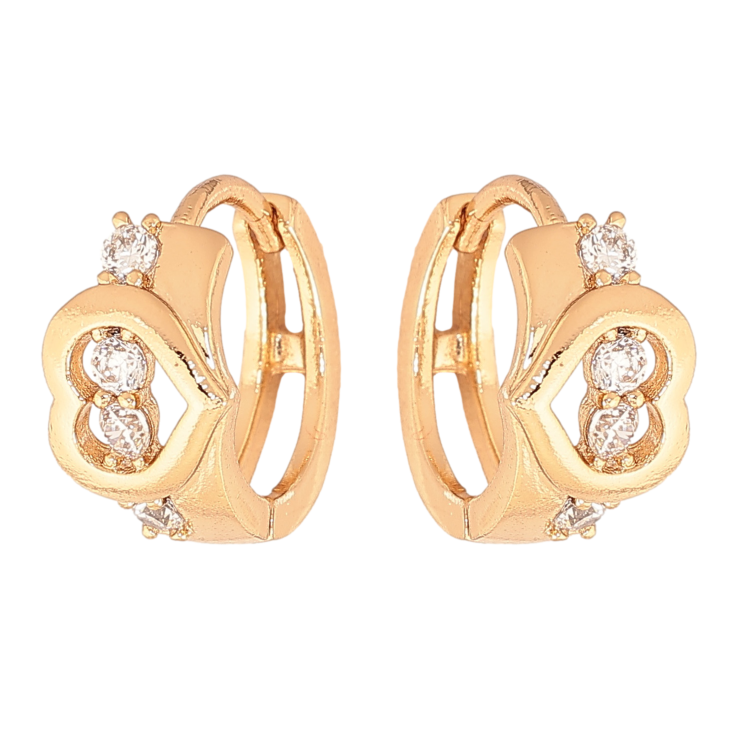 Серьги Xuping цвет позолота 18К колечки узор сердечки с кристаллами фото №22